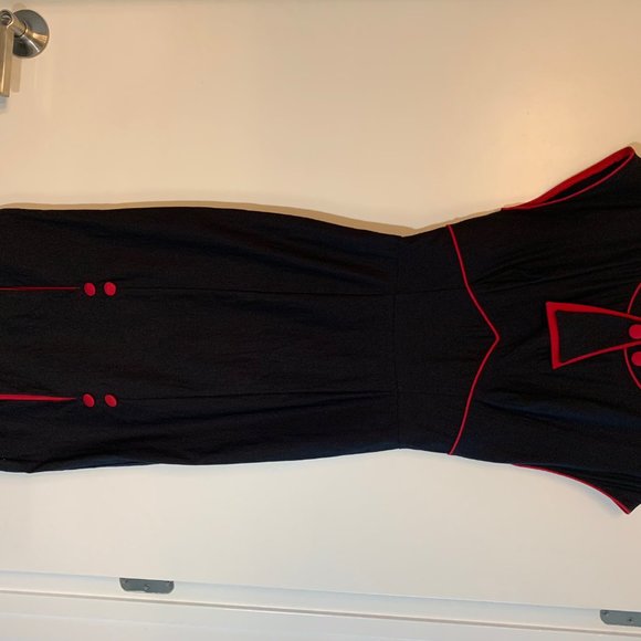 1930s Style Bombshell Stop Staring Dress-Black/Red - Picture 8 of 8